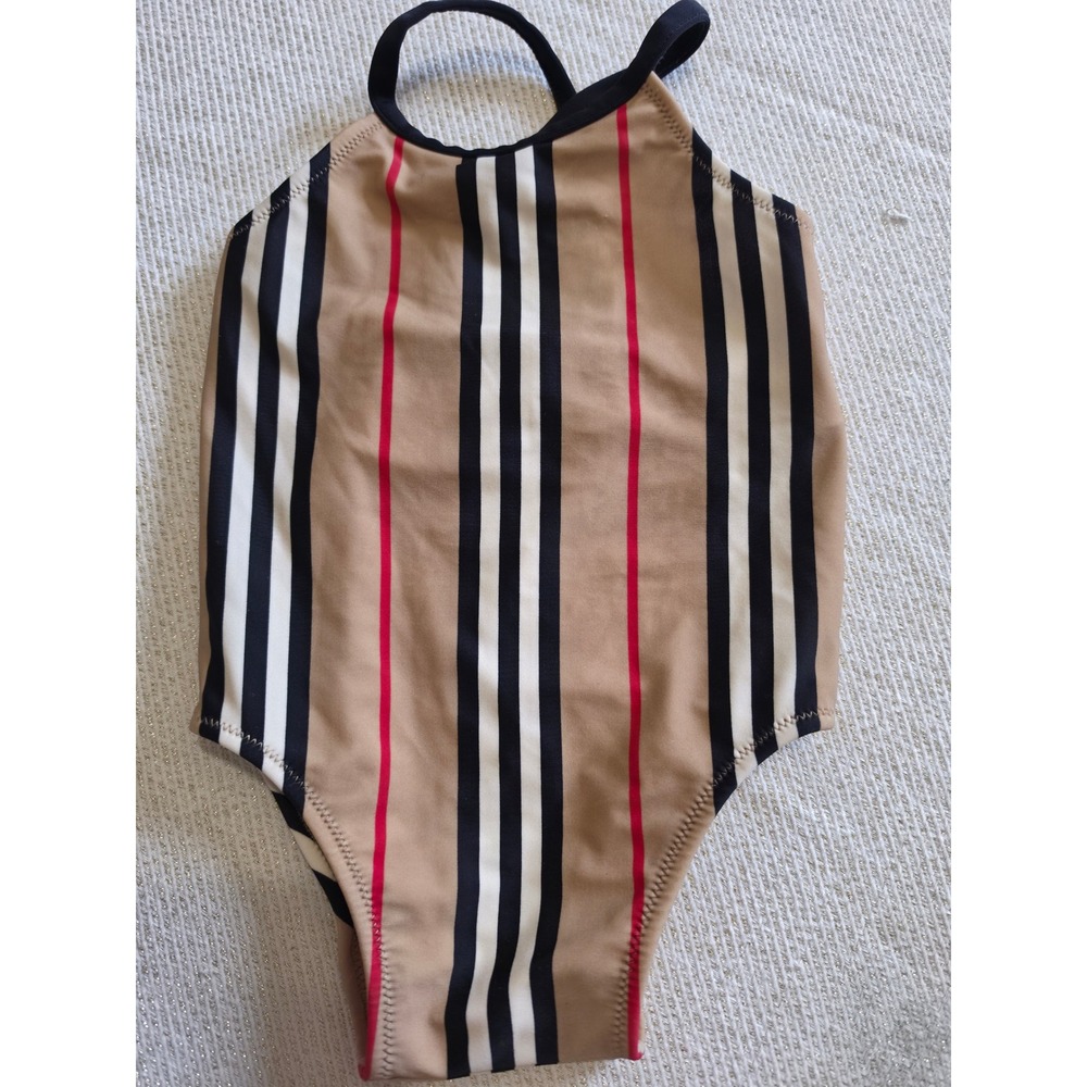 Burberry Kids Icon Stripe One Piece Swimsuit Archive Beige 18M 80cm